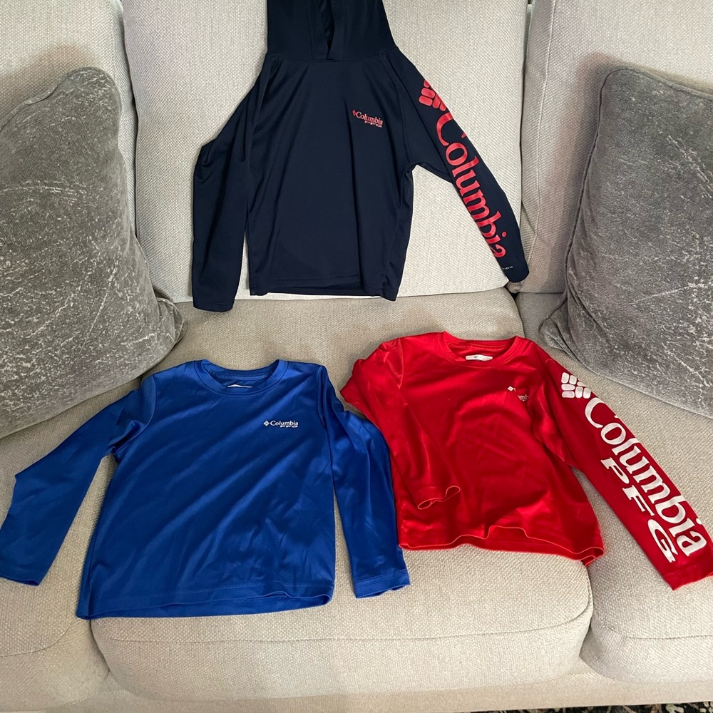 Columbia Long Sleeve Shirts - Navy Blue, Blue, Red 
EUC